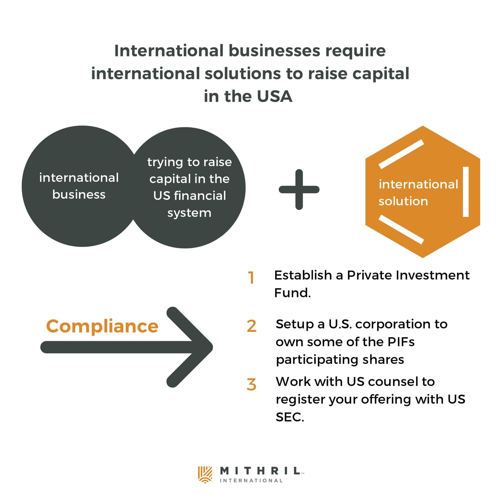 Diagram on how a regulated Private Investment Fund helps owner-managers raise capital from international investors.